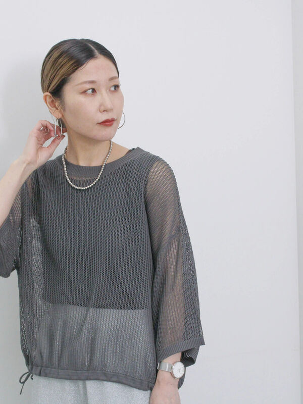 メッシュプルオーバー（チャコールグレー）｜Samansa Mos2 blue（サマンサモスモス ブルー）通販