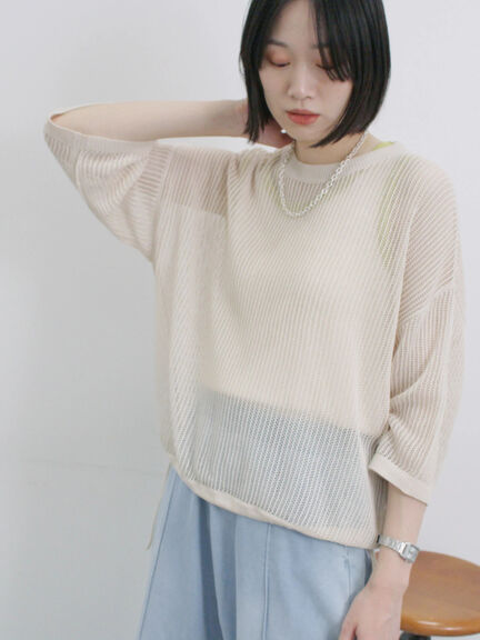 メッシュプルオーバー（チャコールグレー/ライトベージュ/キナリ）｜Samansa Mos2 blue（サマンサモスモス ブルー）通販