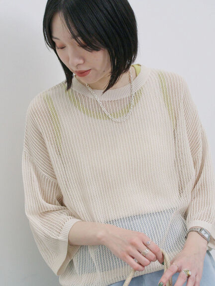メッシュプルオーバー（チャコールグレー/ライトベージュ/キナリ）｜Samansa Mos2 blue（サマンサモスモス ブルー）通販