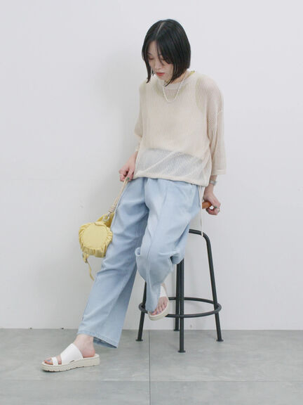 メッシュプルオーバー（チャコールグレー/ライトベージュ/キナリ）｜Samansa Mos2 blue（サマンサモスモス ブルー）通販