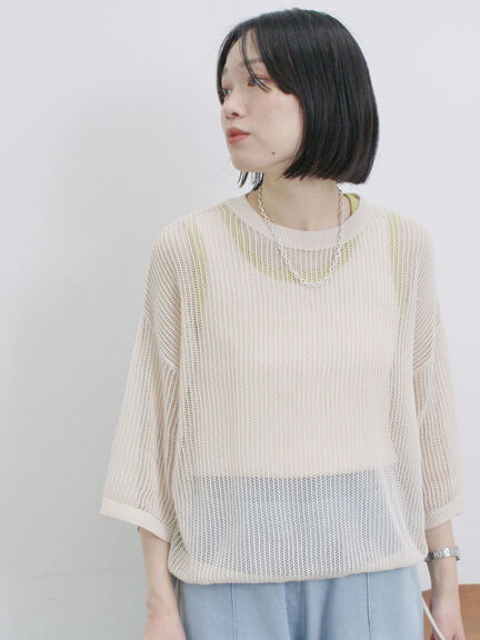 メッシュプルオーバー（チャコールグレー/ライトベージュ/キナリ）｜Samansa Mos2 blue（サマンサモスモス ブルー）通販