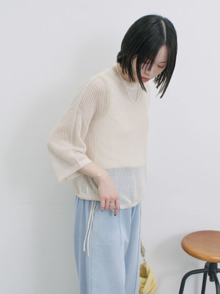 メッシュプルオーバー（チャコールグレー/ライトベージュ/キナリ）｜Samansa Mos2 blue（サマンサモスモス ブルー）通販