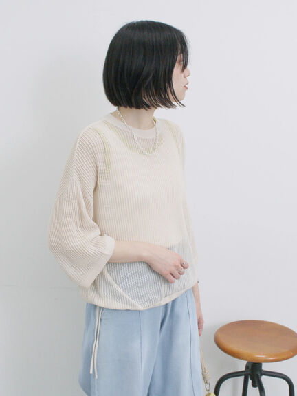 メッシュプルオーバー（チャコールグレー/ライトベージュ/キナリ）｜Samansa Mos2 blue（サマンサモスモス ブルー）通販