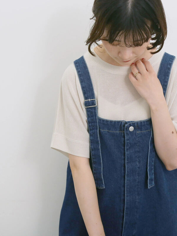 【マシンウォッシャブル】麻タッチニットプルオーバー（キナリ）｜Samansa Mos2 blue（サマンサモスモス ブルー）通販