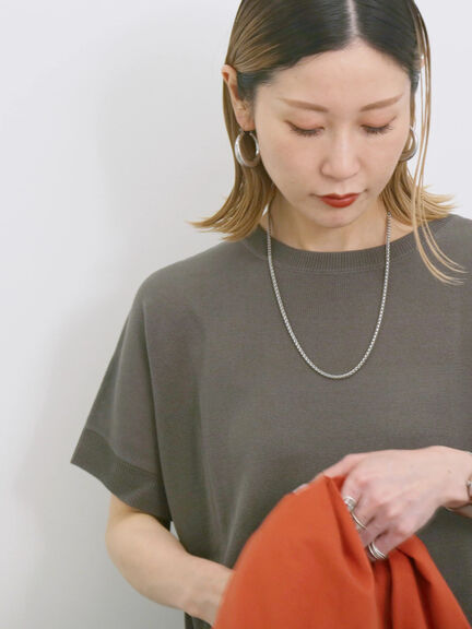 【マシンウォッシャブル】麻タッチニットプルオーバー（チャコールグレー/ネイビー/キナリ）｜Samansa Mos2 blue（サマンサモスモス ブルー）通販