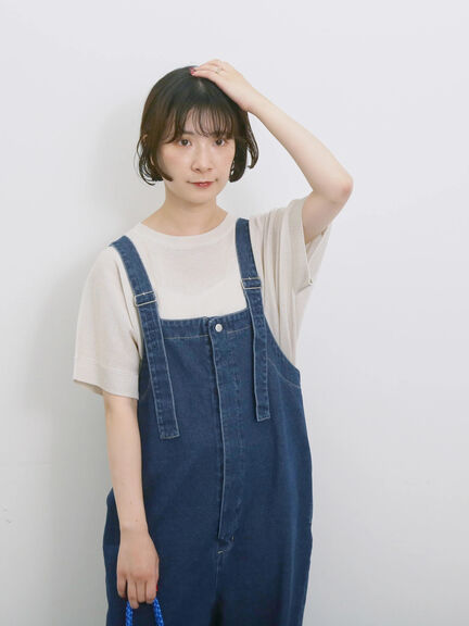 【マシンウォッシャブル】麻タッチニットプルオーバー（チャコールグレー/ネイビー/キナリ）｜Samansa Mos2 blue（サマンサモスモス ブルー）通販