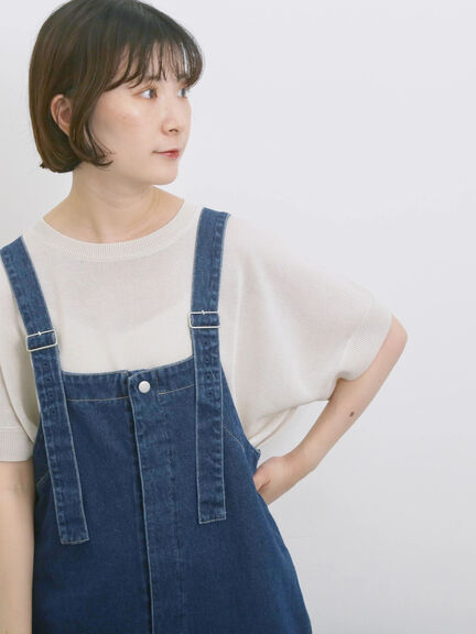 【マシンウォッシャブル】麻タッチニットプルオーバー（チャコールグレー/ネイビー/キナリ）｜Samansa Mos2 blue（サマンサモスモス ブルー）通販