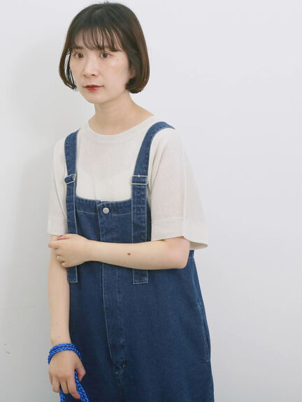 【マシンウォッシャブル】麻タッチニットプルオーバー（チャコールグレー/ネイビー/キナリ）｜Samansa Mos2 blue（サマンサモスモス ブルー）通販