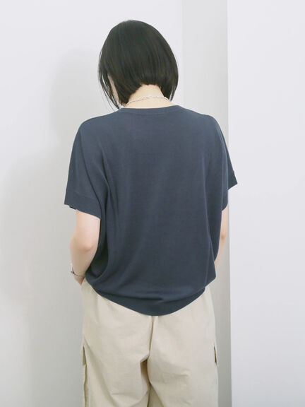 【マシンウォッシャブル】麻タッチニットプルオーバー（チャコールグレー/ネイビー/キナリ）｜Samansa Mos2 blue（サマンサモスモス ブルー）通販