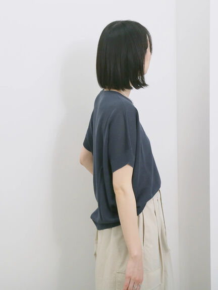 【マシンウォッシャブル】麻タッチニットプルオーバー（チャコールグレー/ネイビー/キナリ）｜Samansa Mos2 blue（サマンサモスモス ブルー）通販