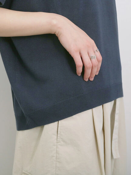 【マシンウォッシャブル】麻タッチニットプルオーバー（チャコールグレー/ネイビー/キナリ）｜Samansa Mos2 blue（サマンサモスモス ブルー）通販