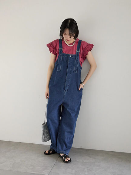 【接触冷感】フリル袖フレンチT（オフホワイト/ホワイト/ブラック/ネイビー/プラム）｜Samansa Mos2 blue（サマンサモスモス ブルー）通販