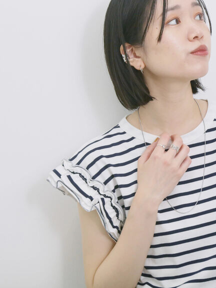 【接触冷感】フリル袖フレンチT（オフホワイト/ホワイト/ブラック/ネイビー/プラム）｜Samansa Mos2 blue（サマンサモスモス ブルー）通販