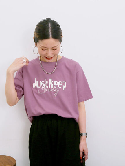 【接触冷感】ロゴプリントTシャツ（オフホワイト/グレー/ピンク/グリーン/ブルー）｜Samansa Mos2 blue（サマンサモスモス ブルー）通販