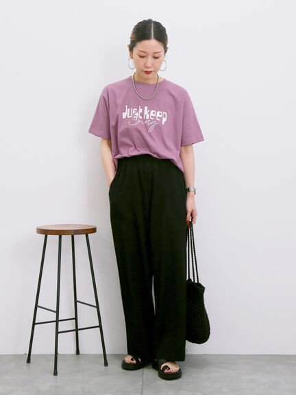 【接触冷感】ロゴプリントTシャツ（オフホワイト/グレー/ピンク/グリーン/ブルー）｜Samansa Mos2 blue（サマンサモスモス ブルー）通販