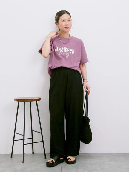 【接触冷感】ロゴプリントTシャツ（オフホワイト/グレー/ピンク/グリーン/ブルー）｜Samansa Mos2 blue（サマンサモスモス ブルー）通販