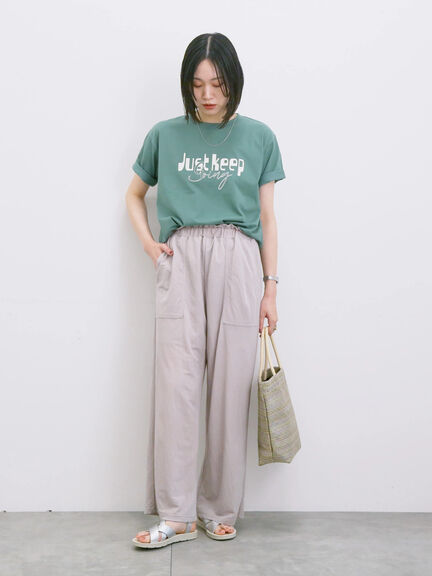 【接触冷感】ロゴプリントTシャツ（オフホワイト/グレー/ピンク/グリーン/ブルー）｜Samansa Mos2 blue（サマンサモスモス ブルー）通販