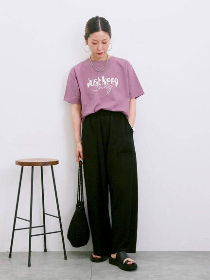 【接触冷感】ロゴプリントTシャツ（オフホワイト/グレー/ピンク/グリーン/ブルー）｜Samansa Mos2 blue（サマンサモスモス ブルー）通販
