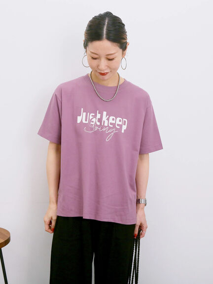 【接触冷感】ロゴプリントTシャツ（オフホワイト/グレー/ピンク/グリーン/ブルー）｜Samansa Mos2 blue（サマンサモスモス ブルー）通販