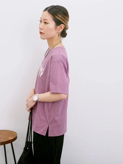 【接触冷感】ロゴプリントTシャツ（オフホワイト/グレー/ピンク/グリーン/ブルー）｜Samansa Mos2 blue（サマンサモスモス ブルー）通販
