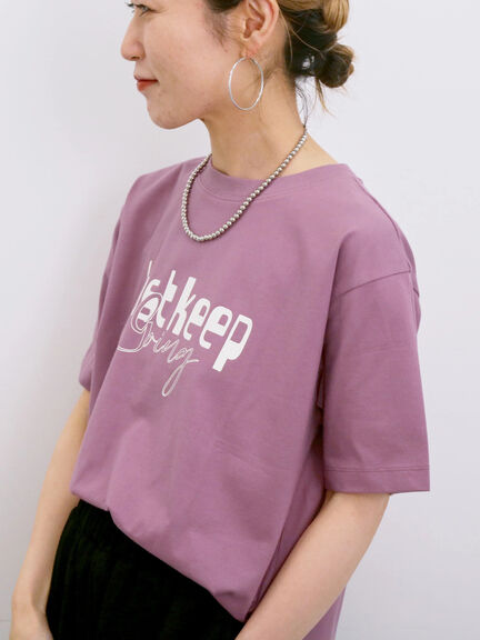 【接触冷感】ロゴプリントTシャツ（オフホワイト/グレー/ピンク/グリーン/ブルー）｜Samansa Mos2 blue（サマンサモスモス ブルー）通販