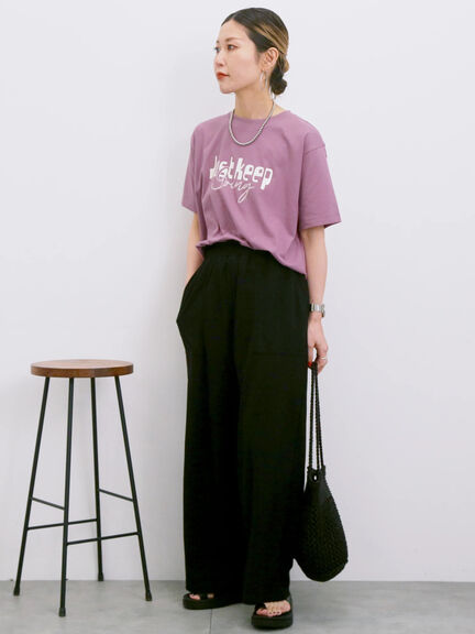 【接触冷感】ロゴプリントTシャツ（オフホワイト/グレー/ピンク/グリーン/ブルー）｜Samansa Mos2 blue（サマンサモスモス ブルー）通販