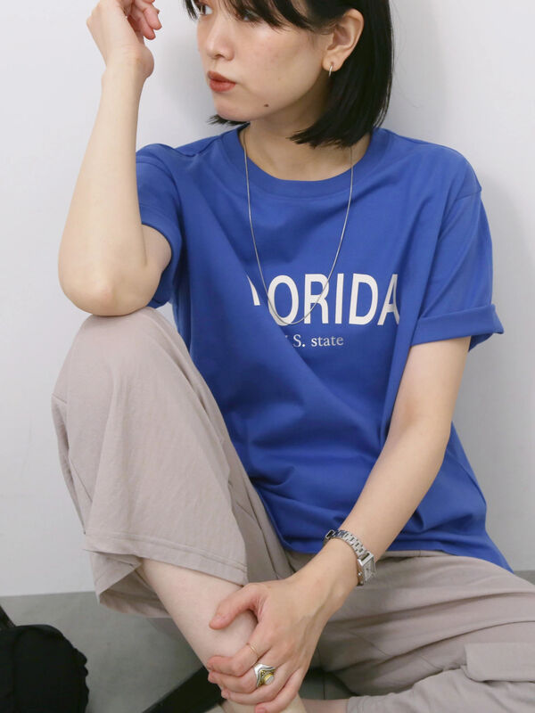 ロゴプリントTシャツ（オフホワイト/ブラック/オレンジ/ブラウン/ブルー）｜Samansa Mos2 blue（サマンサモスモス ブルー）通販