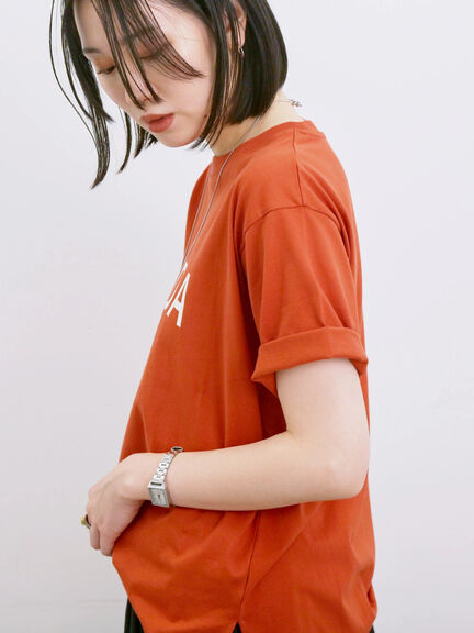 ロゴプリントTシャツ（オフホワイト/ブラック/オレンジ/ブラウン/ブルー）｜Samansa Mos2 blue（サマンサモスモス ブルー）通販