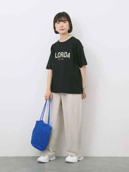 ロゴプリントTシャツ（オフホワイト/ブラック/オレンジ/ブラウン/ブルー）｜Samansa Mos2 blue（サマンサモスモス ブルー）通販