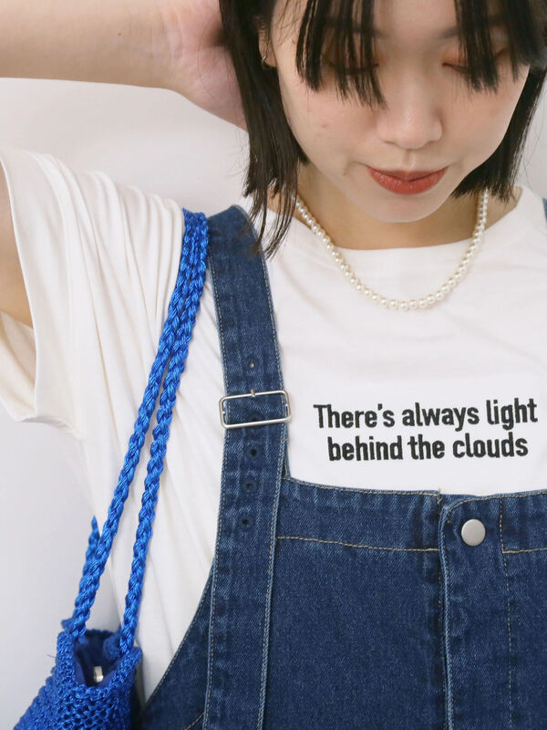 セール】 ロゴ刺繍フレンチスリーブTシャツ（オフホワイト/ブラック