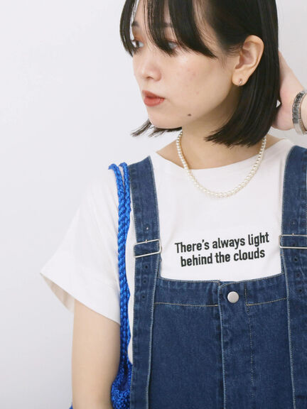 ロゴ刺繍フレンチスリーブTシャツ（オフホワイト/ブラック/オレンジ/ブラウン/ブルー）｜Samansa Mos2 blue（サマンサモスモス ブルー）通販