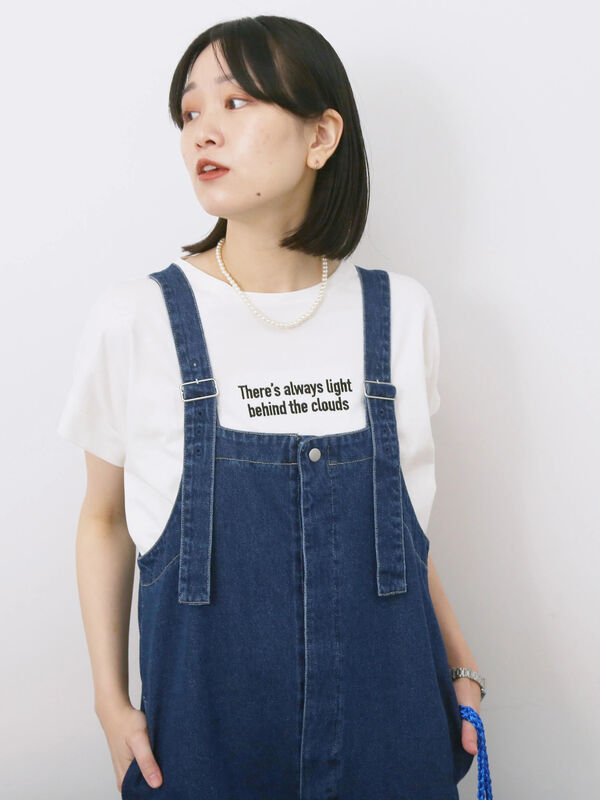 セール】 ロゴ刺繍フレンチスリーブTシャツ（オフホワイト/ブラック
