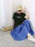 ロゴ刺繍フレンチスリーブTシャツ（オフホワイト/ブラック/オレンジ/ブラウン/ブルー）｜Samansa Mos2 blue（サマンサモスモス ブルー）通販