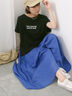 ロゴ刺繍フレンチスリーブTシャツ（オフホワイト/ブラック/オレンジ/ブラウン/ブルー）｜Samansa Mos2 blue（サマンサモスモス ブルー）通販
