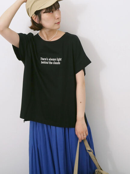 ロゴ刺繍フレンチスリーブTシャツ（オフホワイト/ブラック/オレンジ/ブラウン/ブルー）｜Samansa Mos2 blue（サマンサモスモス ブルー）通販