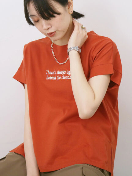ロゴ刺繍フレンチスリーブTシャツ（オフホワイト/ブラック/オレンジ/ブラウン/ブルー）｜Samansa Mos2 blue（サマンサモスモス ブルー）通販