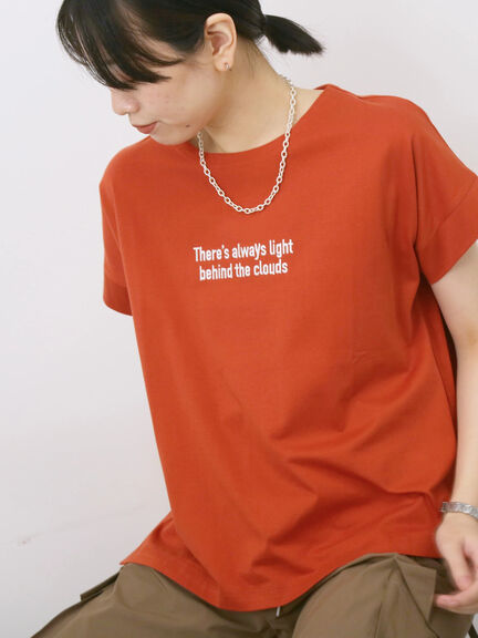 ロゴ刺繍フレンチスリーブTシャツ（オフホワイト/ブラック/オレンジ/ブラウン/ブルー）｜Samansa Mos2 blue（サマンサモスモス ブルー）通販