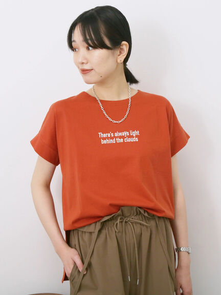 ロゴ刺繍フレンチスリーブTシャツ（オフホワイト/ブラック/オレンジ/ブラウン/ブルー）｜Samansa Mos2 blue（サマンサモスモス ブルー）通販