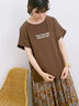 ロゴ刺繍フレンチスリーブTシャツ（オフホワイト/ブラック/オレンジ/ブラウン/ブルー）｜Samansa Mos2 blue（サマンサモスモス ブルー）通販