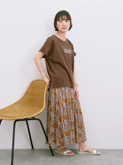ロゴ刺繍フレンチスリーブTシャツ（オフホワイト/ブラック/オレンジ/ブラウン/ブルー）｜Samansa Mos2 blue（サマンサモスモス ブルー）通販