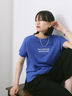 ロゴ刺繍フレンチスリーブTシャツ（オフホワイト/ブラック/オレンジ/ブラウン/ブルー）｜Samansa Mos2 blue（サマンサモスモス ブルー）通販