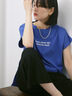 ロゴ刺繍フレンチスリーブTシャツ（オフホワイト/ブラック/オレンジ/ブラウン/ブルー）｜Samansa Mos2 blue（サマンサモスモス ブルー）通販