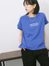 ロゴ刺繍フレンチスリーブTシャツ（オフホワイト/ブラック/オレンジ/ブラウン/ブルー）｜Samansa Mos2 blue（サマンサモスモス ブルー）通販