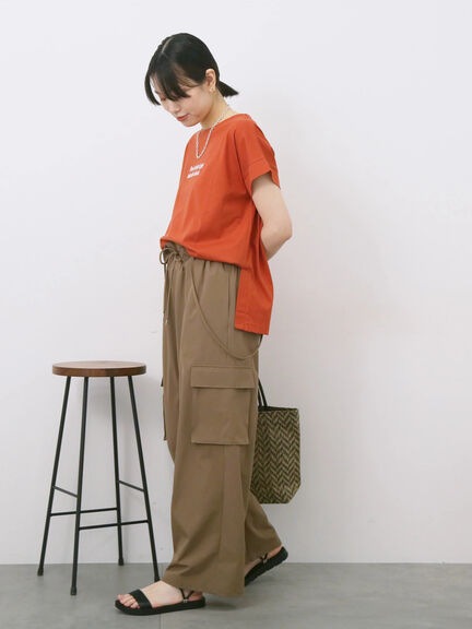 ロゴ刺繍フレンチスリーブTシャツ（オフホワイト/ブラック/オレンジ/ブラウン/ブルー）｜Samansa Mos2 blue（サマンサモスモス ブルー）通販