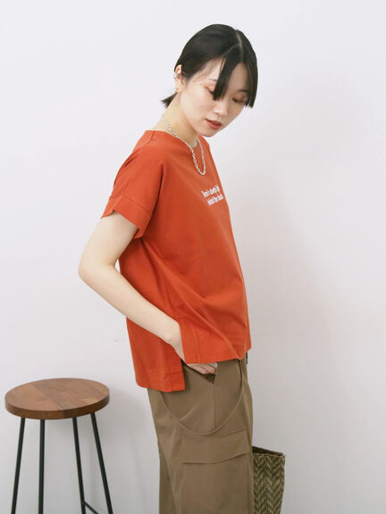 ロゴ刺繍フレンチスリーブTシャツ（オフホワイト/ブラック/オレンジ/ブラウン/ブルー）｜Samansa Mos2 blue（サマンサモスモス ブルー）通販