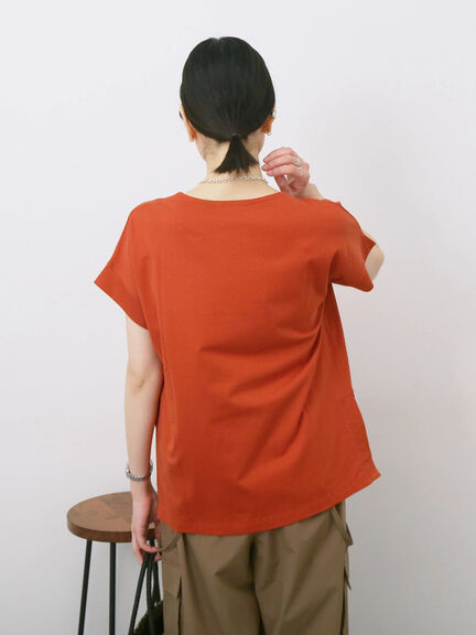 ロゴ刺繍フレンチスリーブTシャツ（オフホワイト/ブラック/オレンジ/ブラウン/ブルー）｜Samansa Mos2 blue（サマンサモスモス ブルー）通販