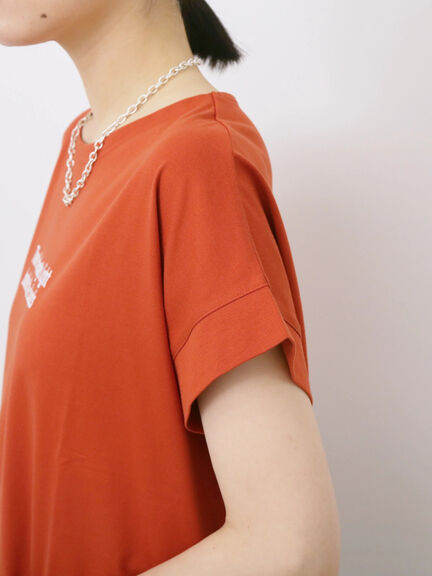 ロゴ刺繍フレンチスリーブTシャツ（オフホワイト/ブラック/オレンジ/ブラウン/ブルー）｜Samansa Mos2 blue（サマンサモスモス ブルー）通販