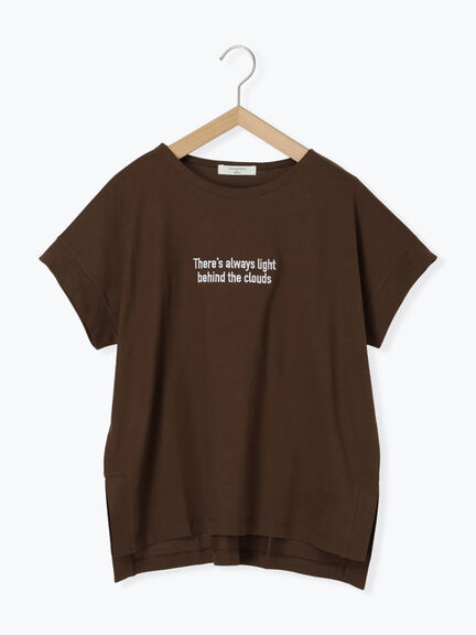 ロゴ刺繍フレンチスリーブTシャツ（オフホワイト/ブラック/オレンジ/ブラウン/ブルー）｜Samansa Mos2 blue（サマンサモスモス ブルー）通販