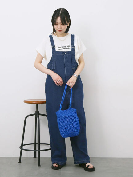 ロゴ刺繍フレンチスリーブTシャツ（オフホワイト/ブラック/オレンジ/ブラウン/ブルー）｜Samansa Mos2 blue（サマンサモスモス ブルー）通販