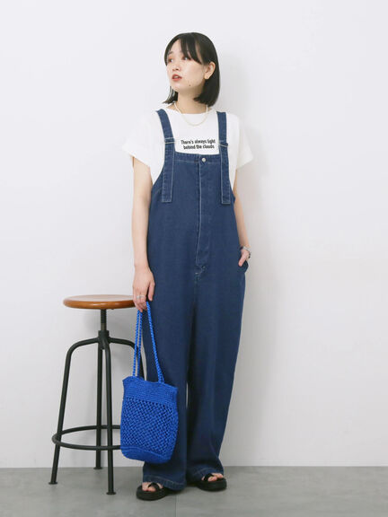 ロゴ刺繍フレンチスリーブTシャツ（オフホワイト/ブラック/オレンジ/ブラウン/ブルー）｜Samansa Mos2 blue（サマンサモスモス ブルー）通販